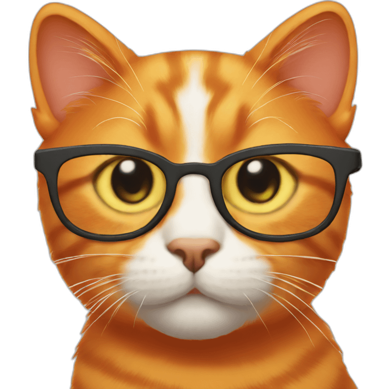 Orange cat with glasses emoji