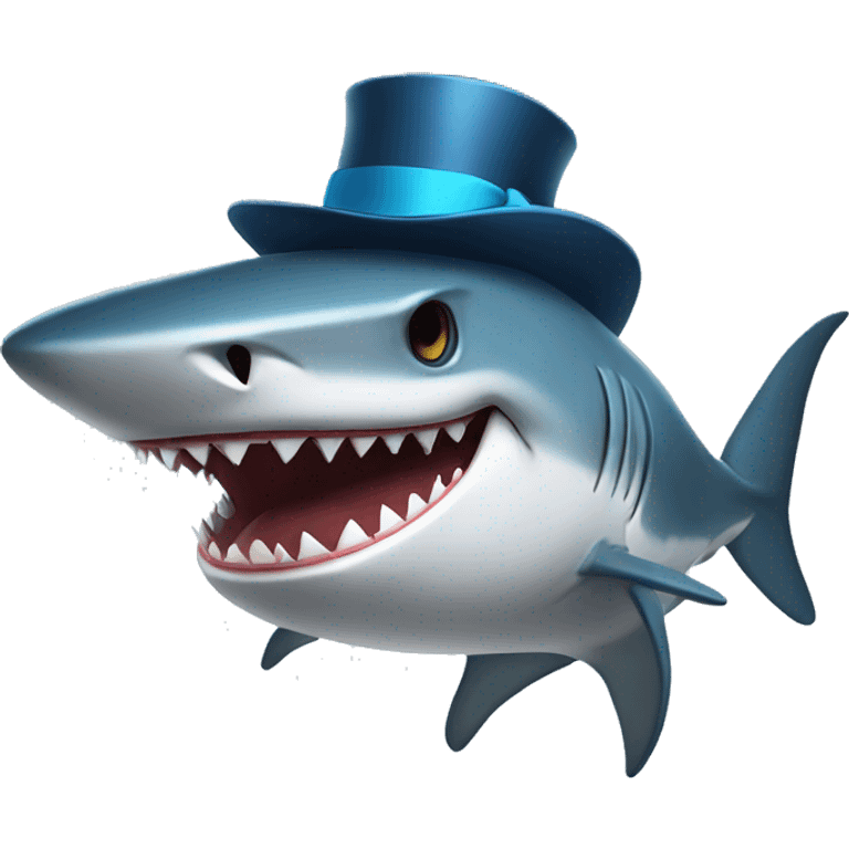 Shark with a top hat emoji