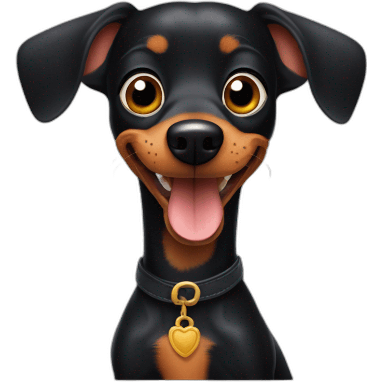 black dog dachshund in barbicore style emoji