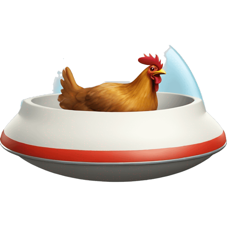 chicken driving in flying saucer emoji