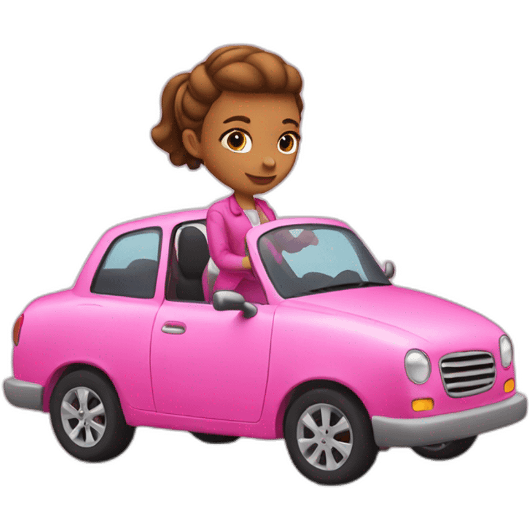 Girl driving pink taxi emoji