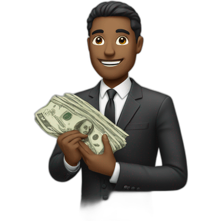 man in suit holding cash emoji