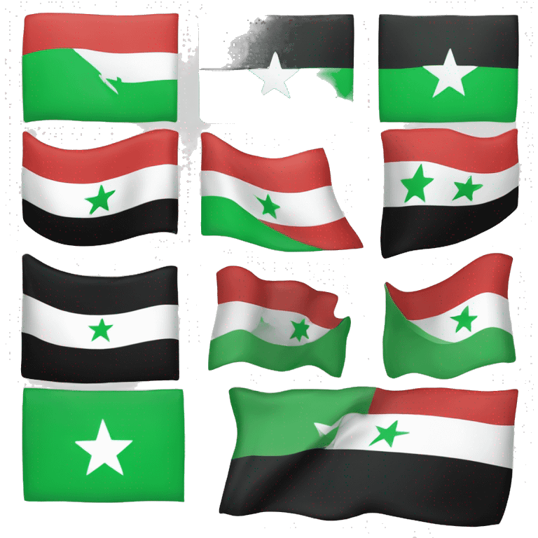 Create me a flag of Syria with 3star and in the top green and in the middle white and in the bottom black emoji