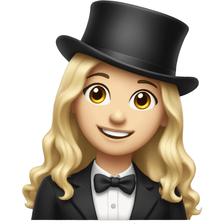 happy white girl in top hat emoji