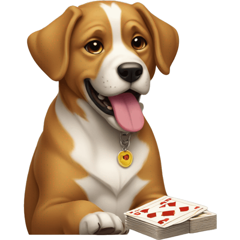 Perro jugando a las cartas emoji