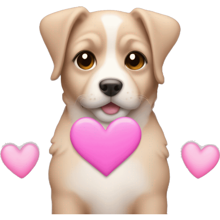 emoji with pink light hearts and puppy face  emoji