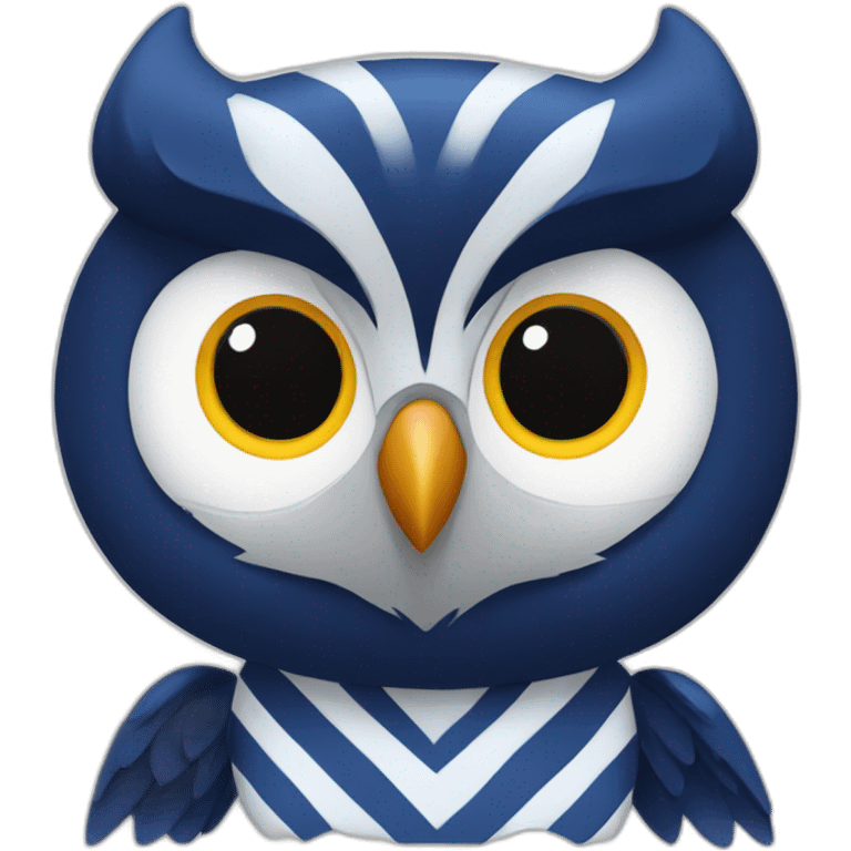 Owl wearing dark blue and white striped shirt emoji