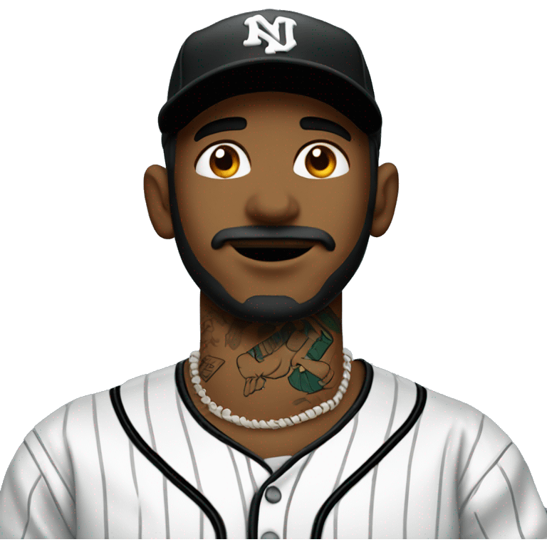 baseball player with 100 tattoo on neck emoji