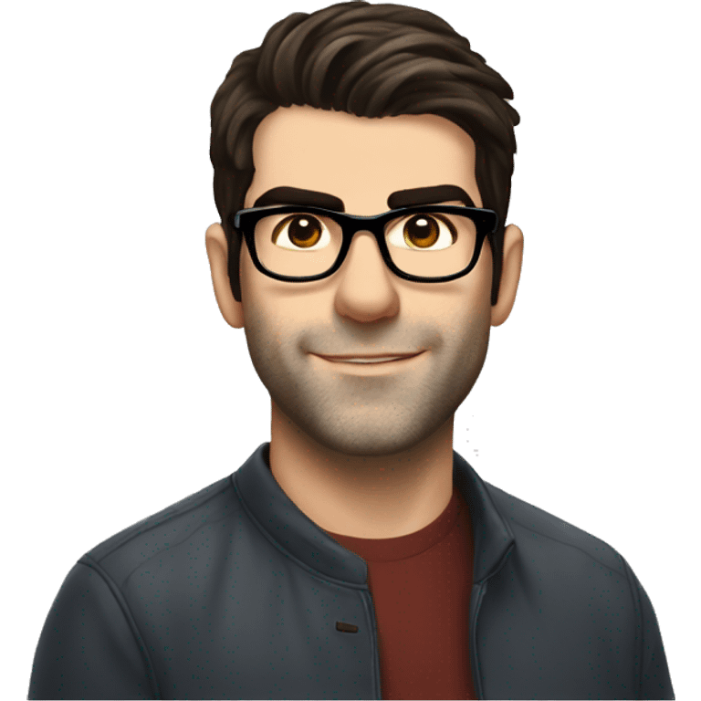 Zachary Quinto with glasses small head short hair oval head emoji