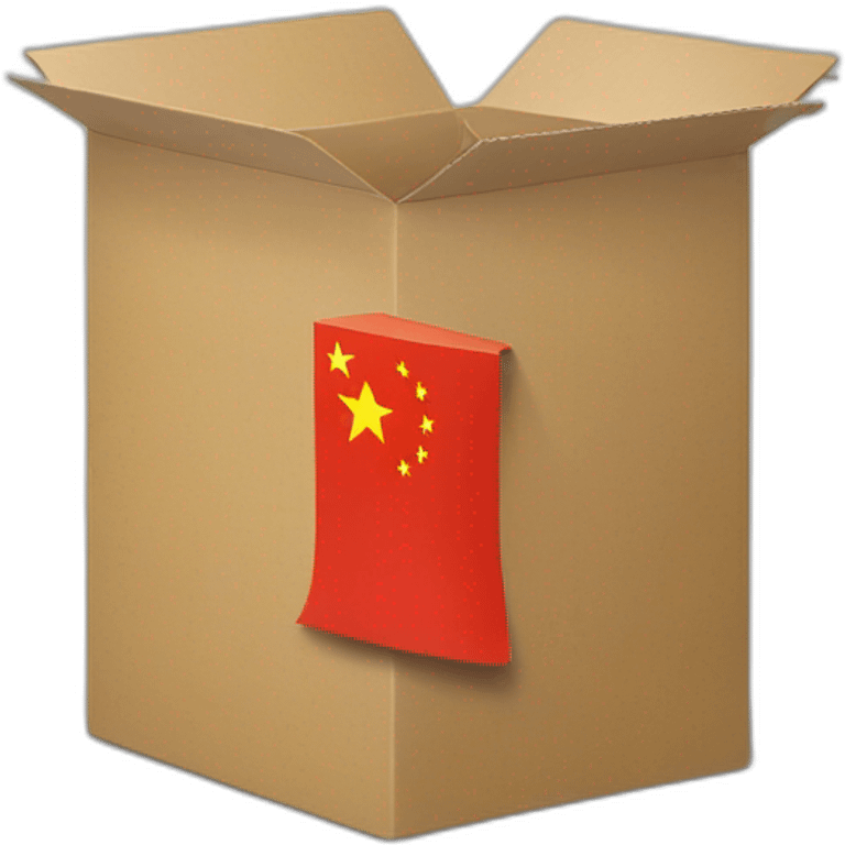 a big sized box with a mark of flag of china, 30 degree rotated to the left emoji