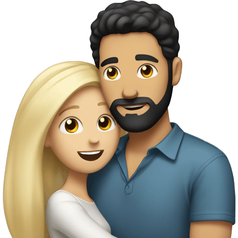 A white man with black hair and a black beard hugging a blonde woman emoji