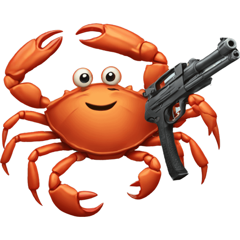 Crab holding gun emoji