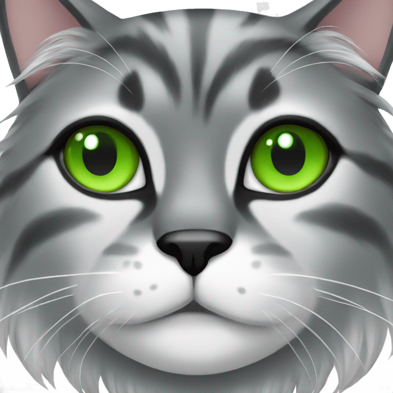 Black and White long hair cat with green eyes  emoji