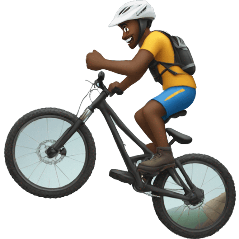 Guy doing a whip on mountain bike emoji