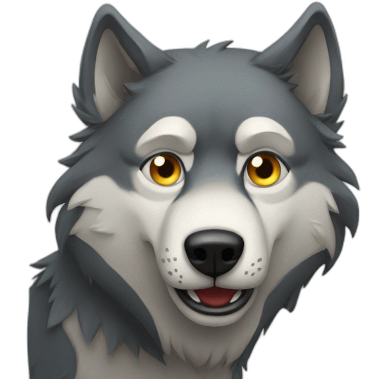 Creepy wolf sad emoji