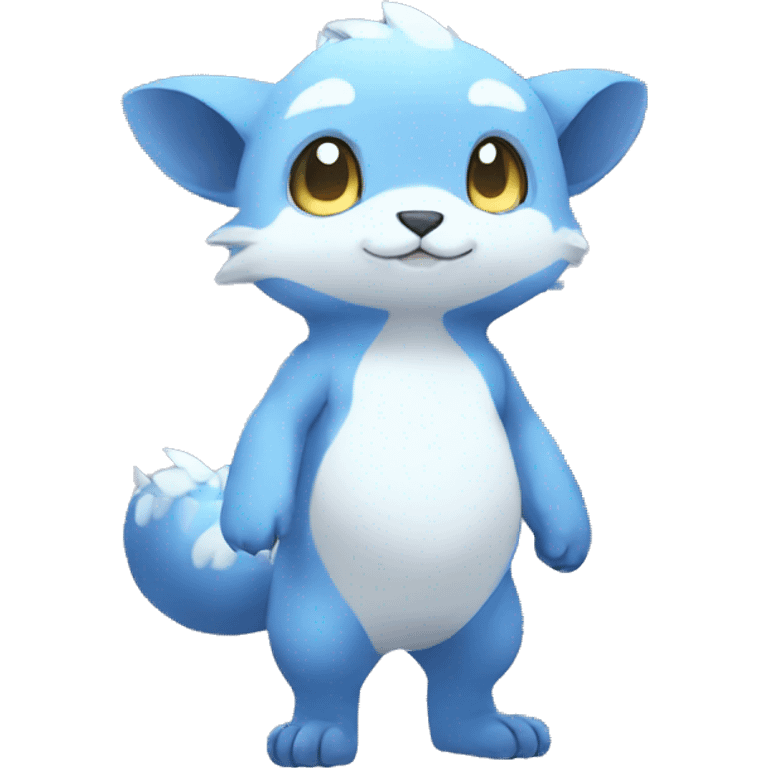 Cute cool white blue animal hybrid Fakemon full body emoji