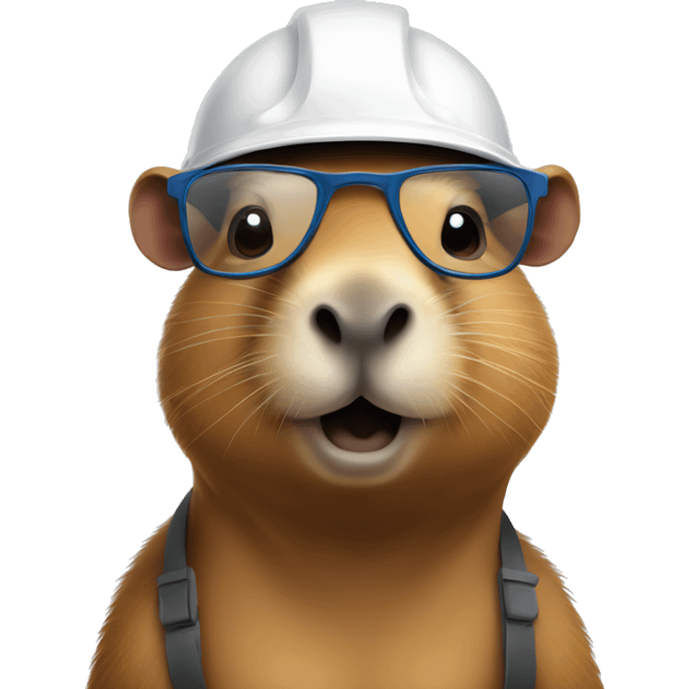 capybara in a hard hat and glasses emoji