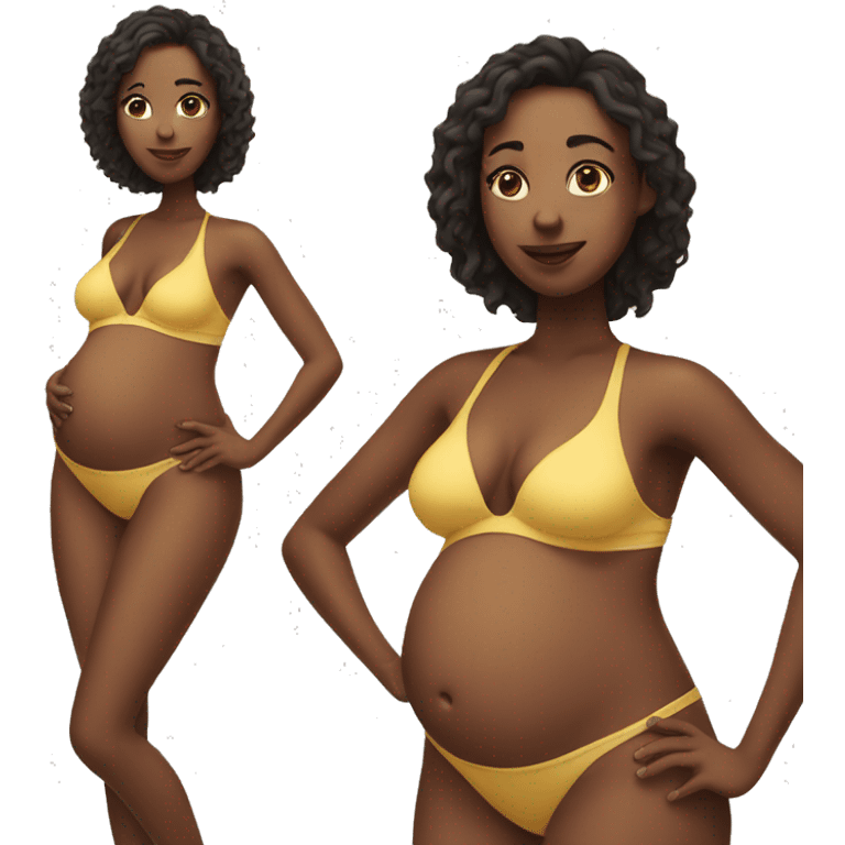 Slightly pregnant woman in a swimsuit posing emoji