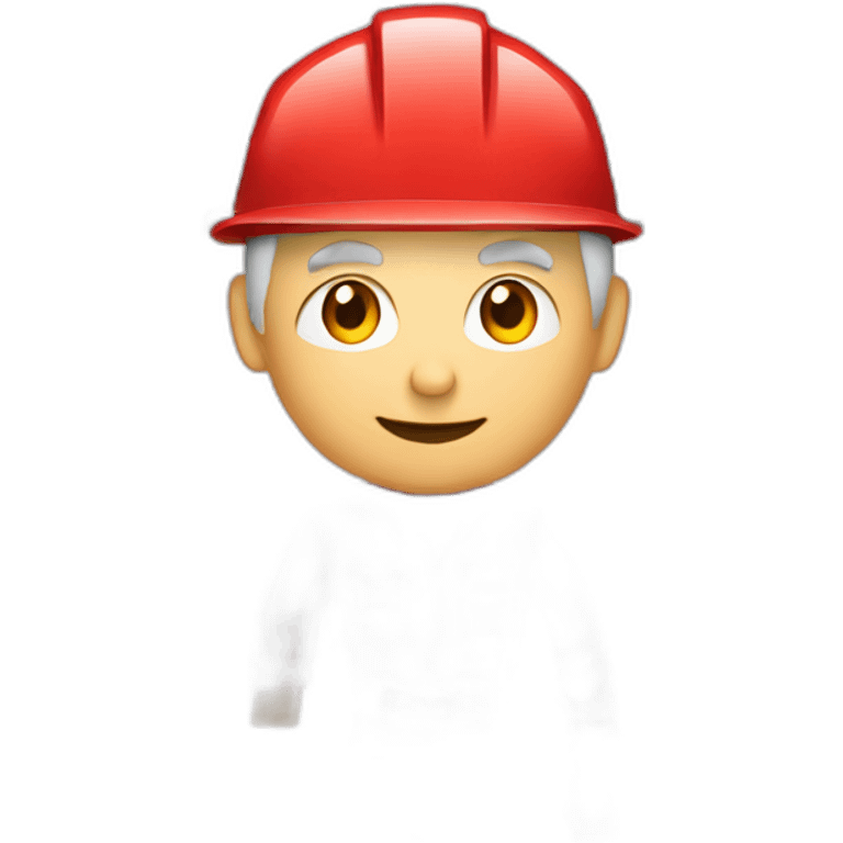 Industrial professional senior mechanical assembler working on the assembly of heavy machinery with a red outfit emoji