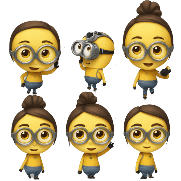 female minions in different activities emoji