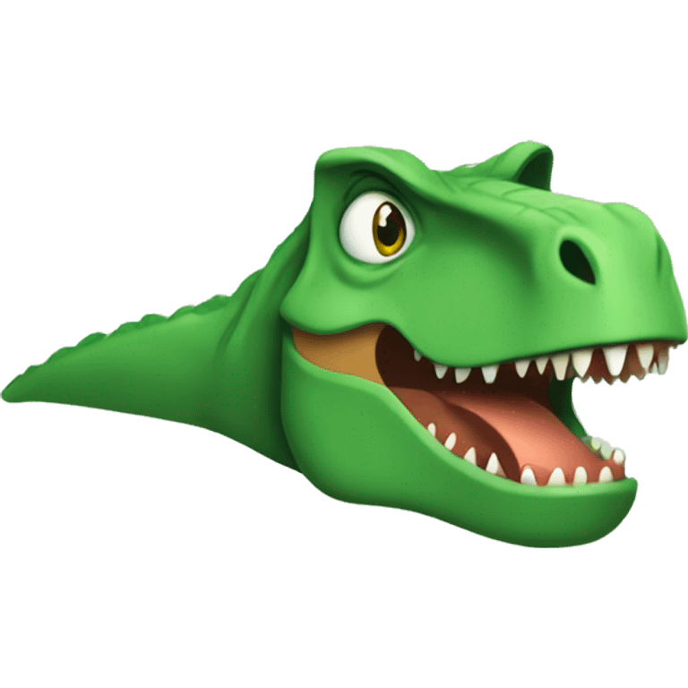 T-Rex relaxing with sliced cucumbers over its eyes emoji