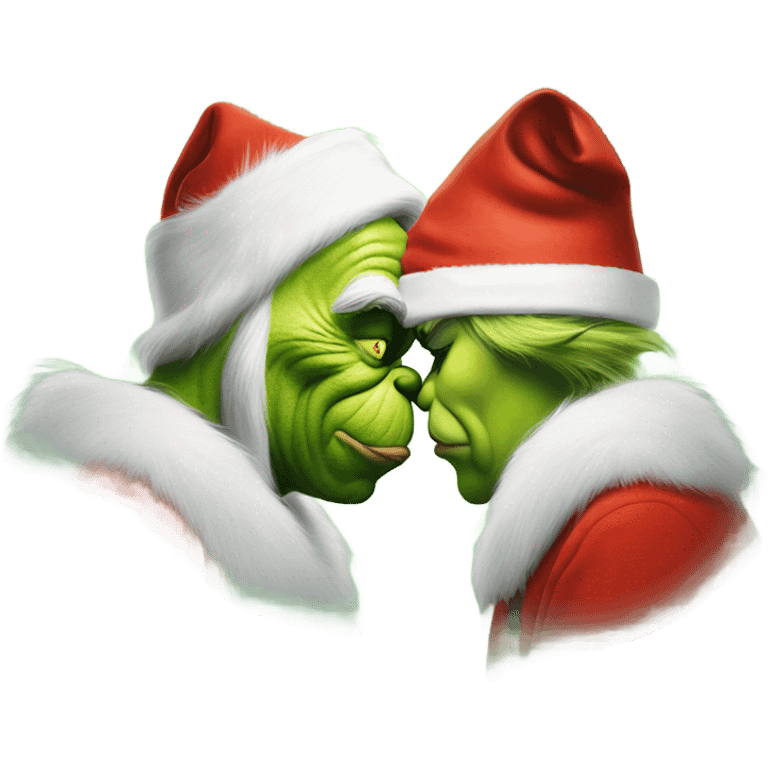 the grinch kissing santa emoji