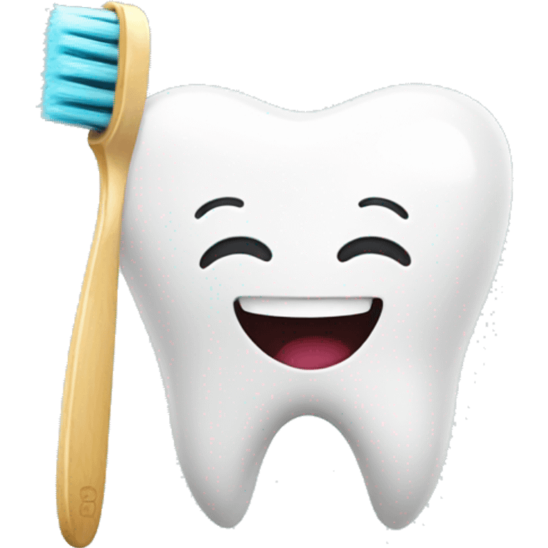 Tooth smiling with brush emoji