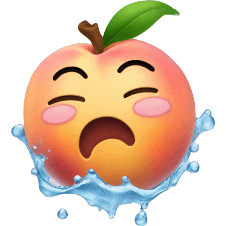 Peach covered in water emoji