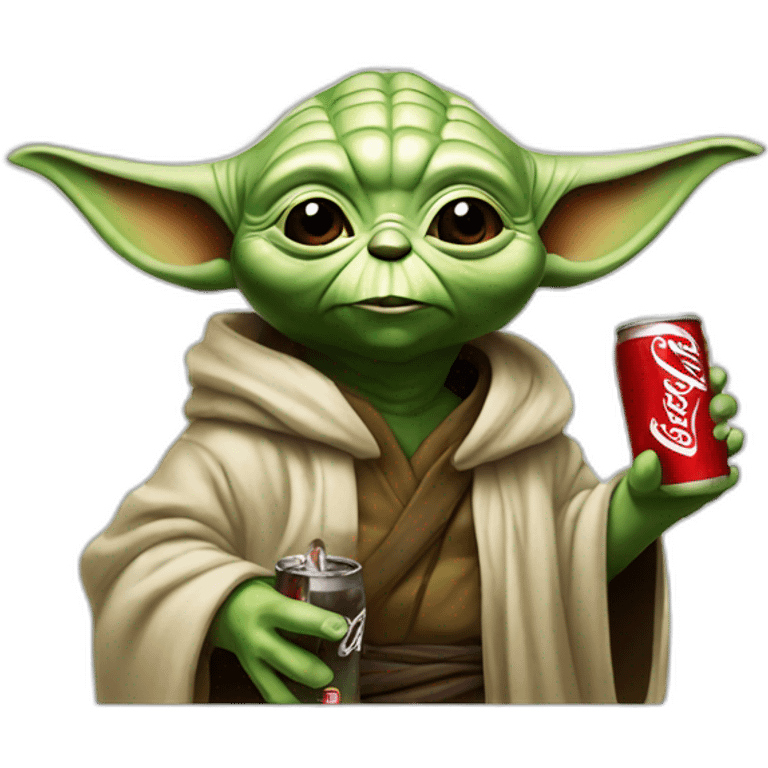 Yoda drinking a largr coca cola emoji