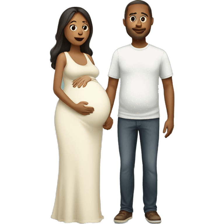 A pregnant woman with her husband  emoji