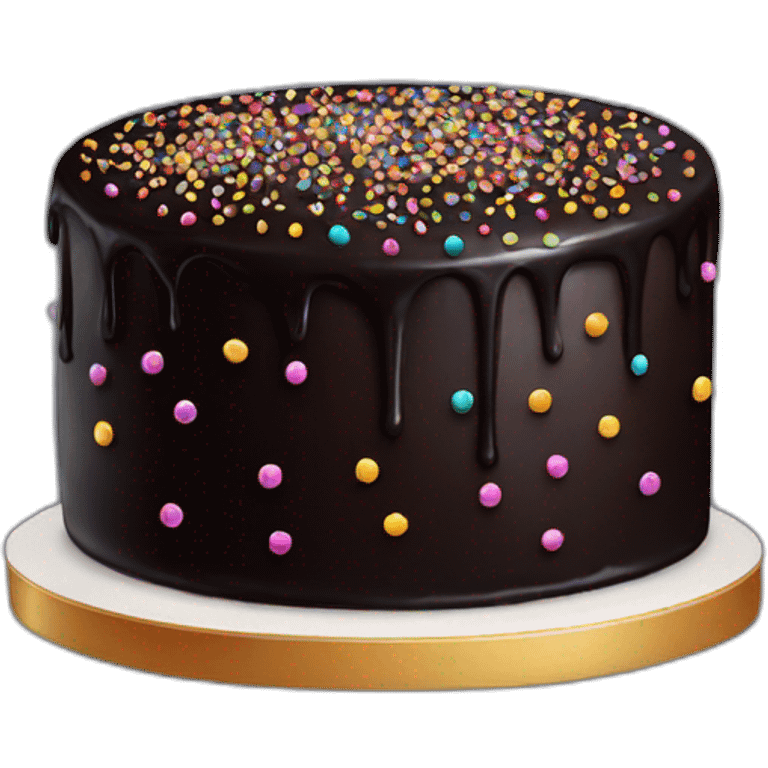 Black Cake with sprinkles  emoji