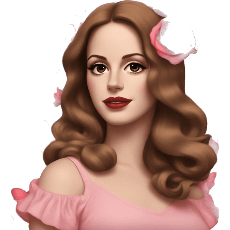 Lana del Rey with red roses and pink butterflies emoji