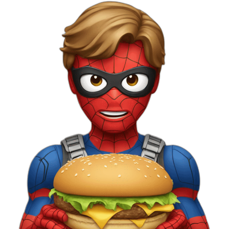 Spider-Man eating hamburger emoji