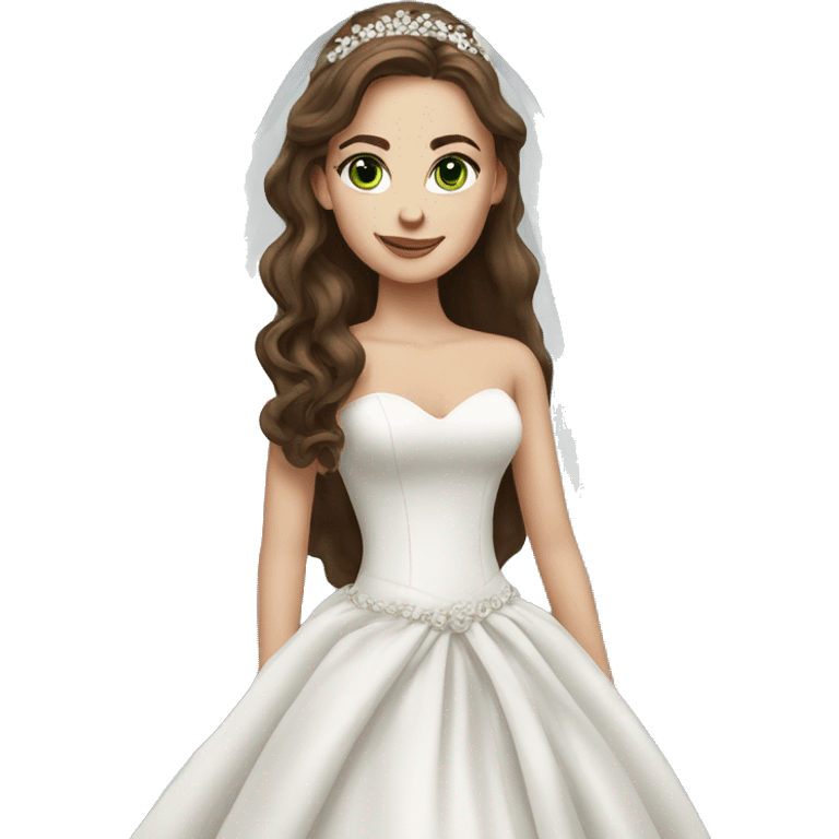 Beautiful bride with brown hair green eyes  emoji