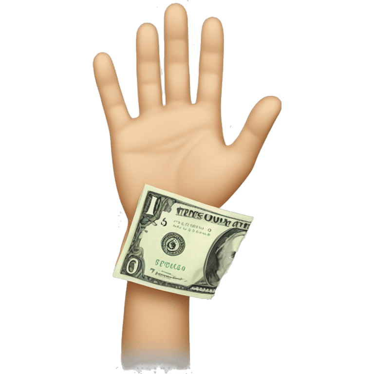 a hand giving money in the form of generosity emoji