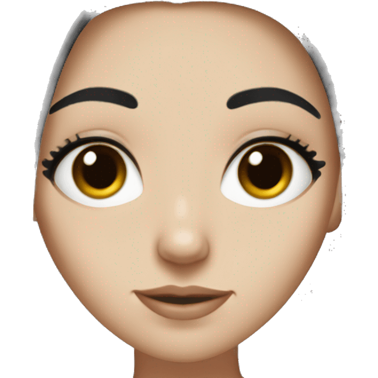 White girl with black almond eyes and tall black hair emoji