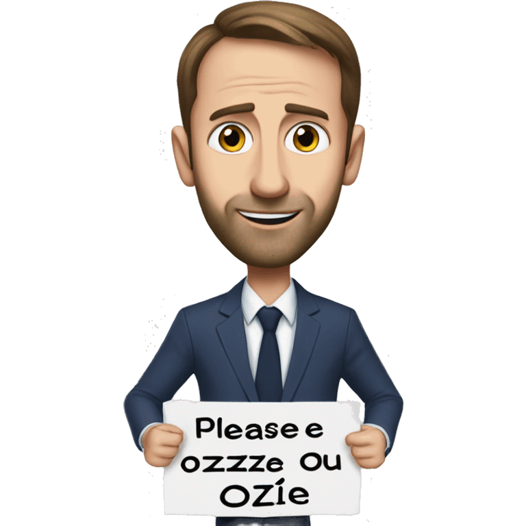 gareth southgate holding sign saying “PLEASE OZZIE” emoji