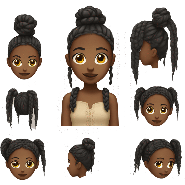 Black girl with boho braids emoji