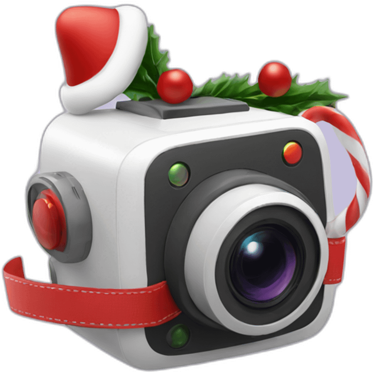 vr camera with christmas decoration emoji