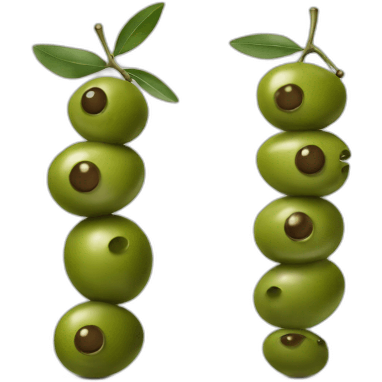 vertical stack of two olives but one is feeling weird emoji