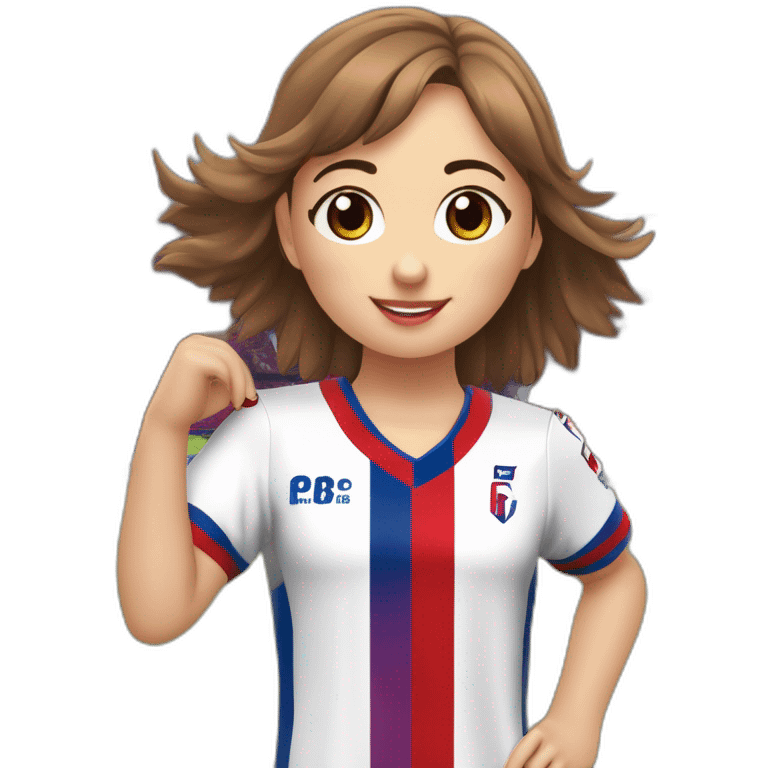 niña futbolista del equipo  SD.Eibar en el estadio Ipurúa. la camiseta es la número 4  emoji