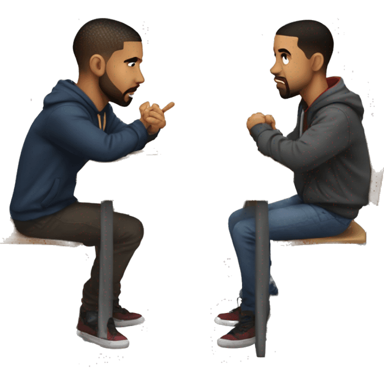 Kendrick and drake in school lunch table angry each other emoji