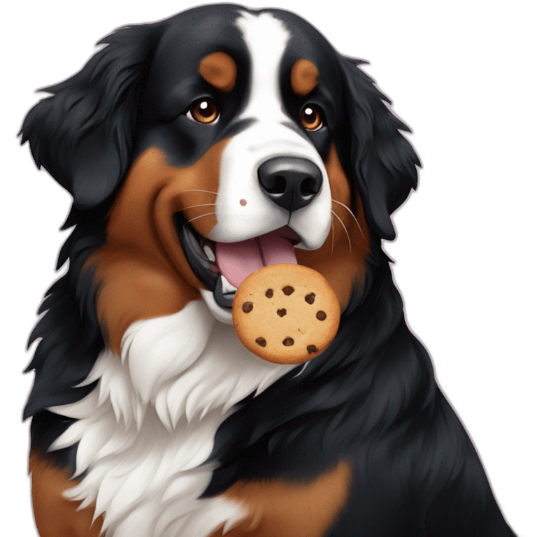 Bernese mountain dog eating cookies emoji