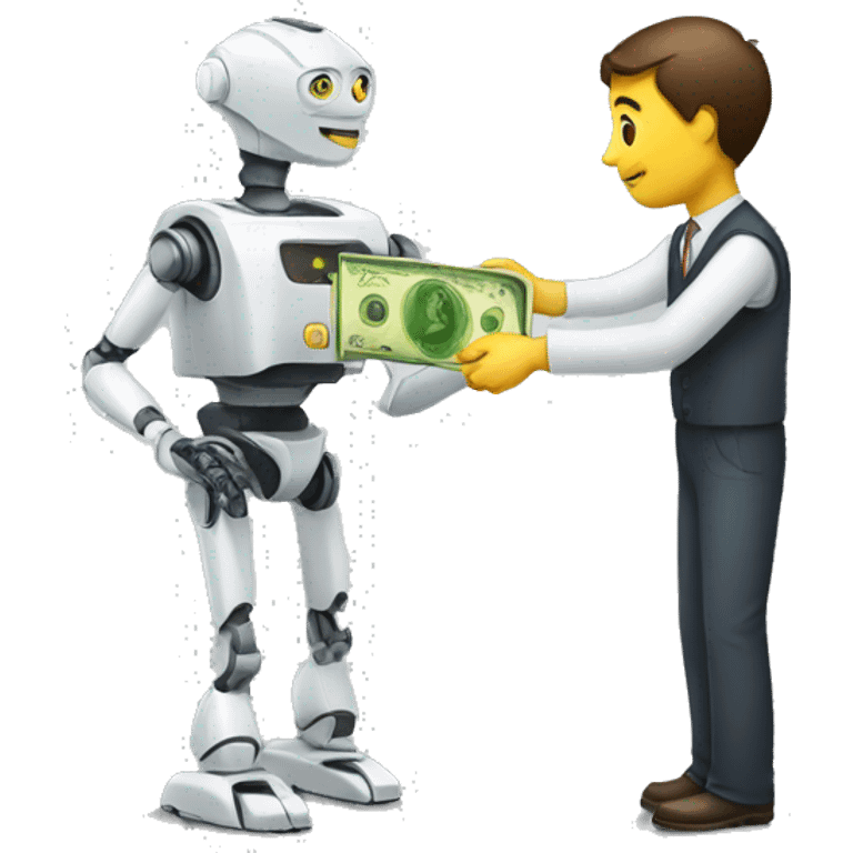 man giving money to robot emoji