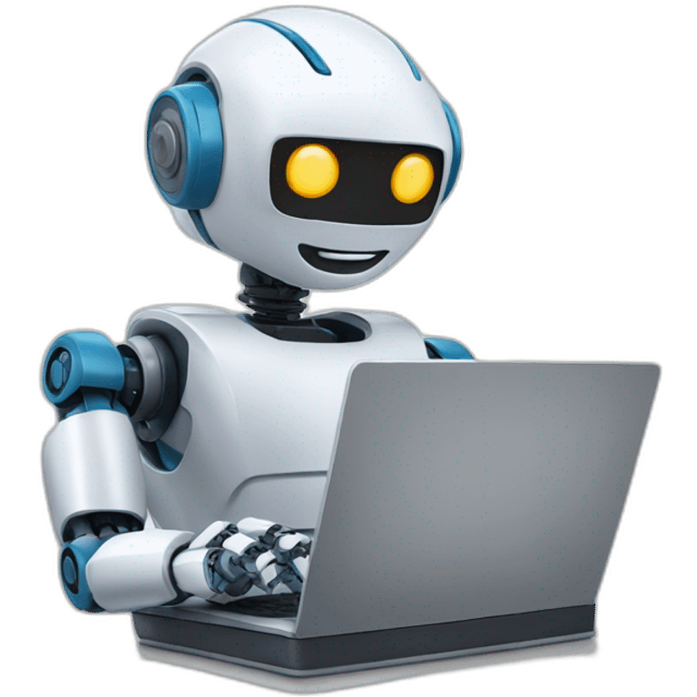 robot typing on a laptop emoji