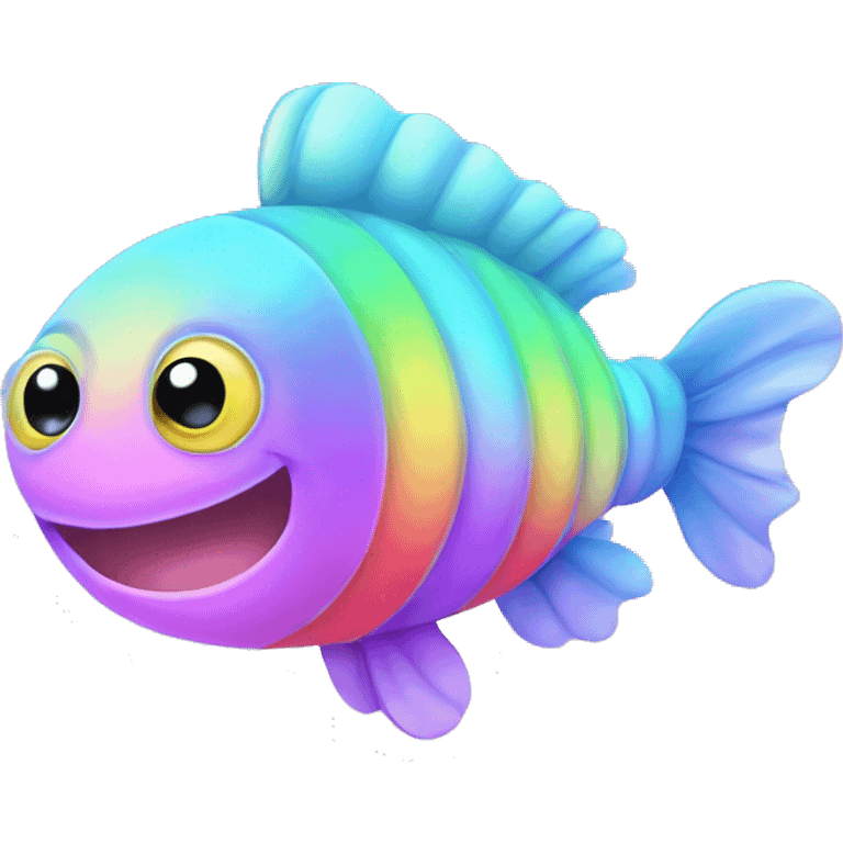 Baby Kawaii bedazzled pastel neon rainbow caterpillar fish emoji