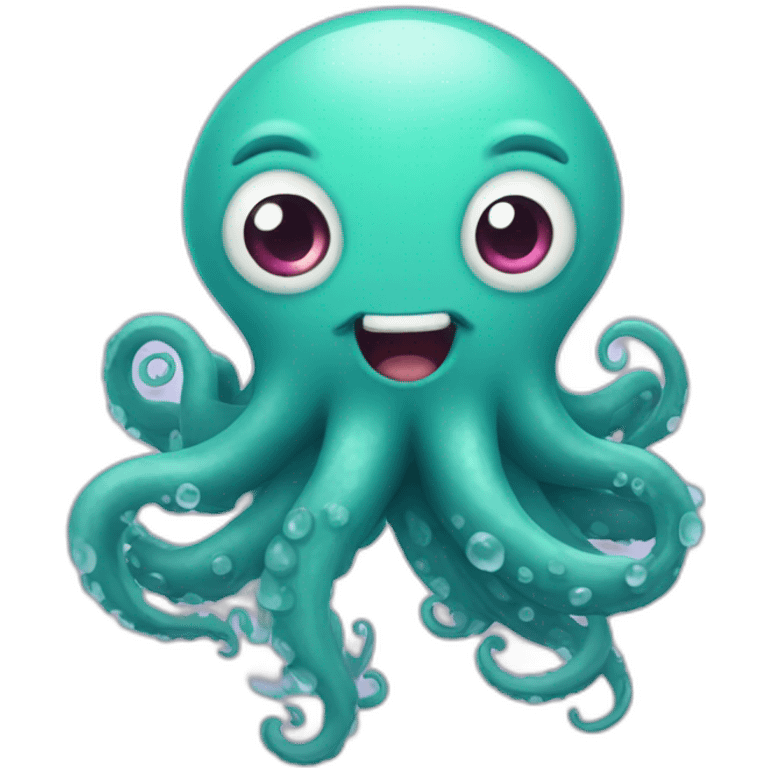 cute kraken with cute face blushing emoji