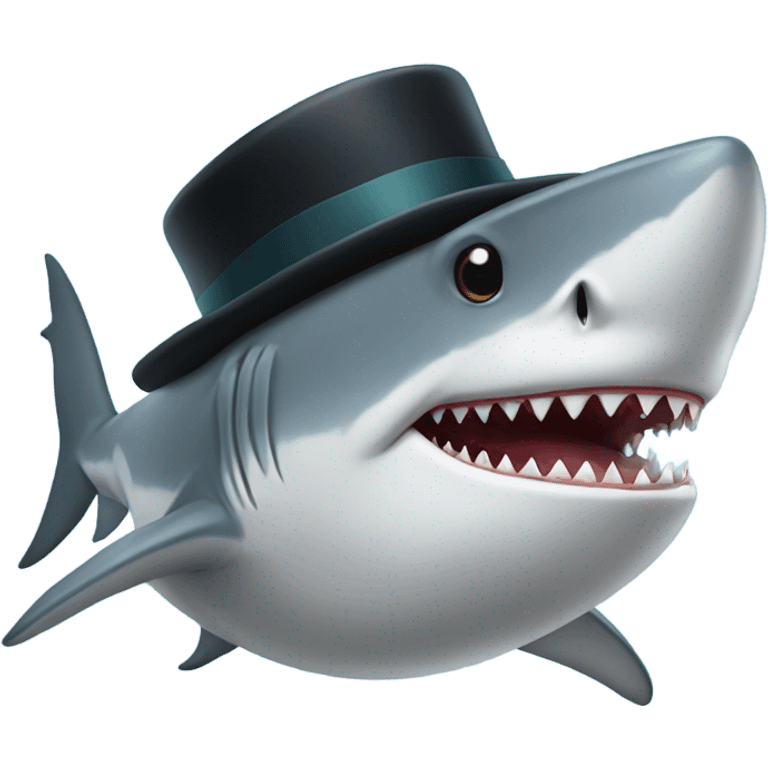 Shark with a top hat emoji