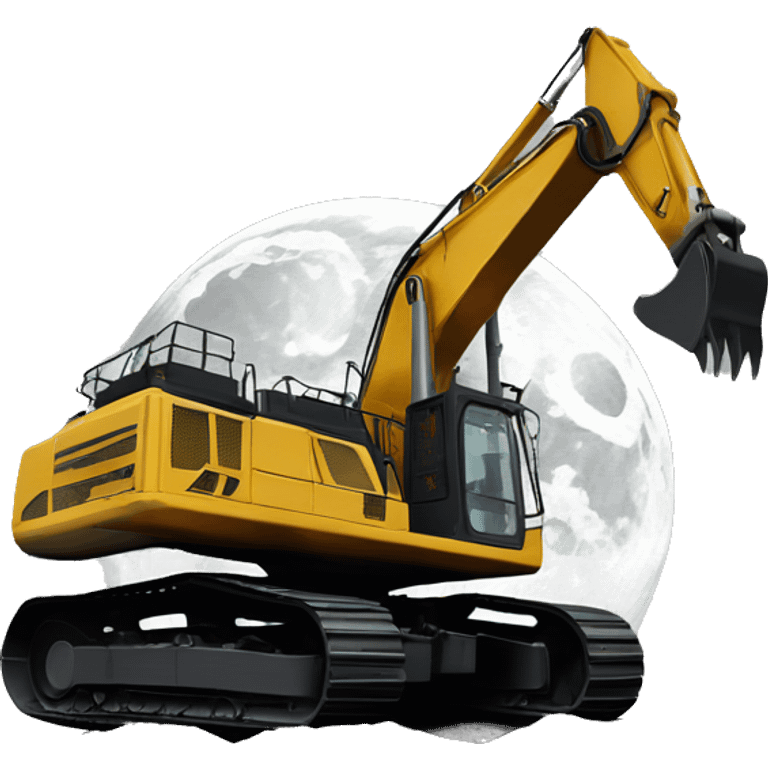 Excavator on the moon  emoji