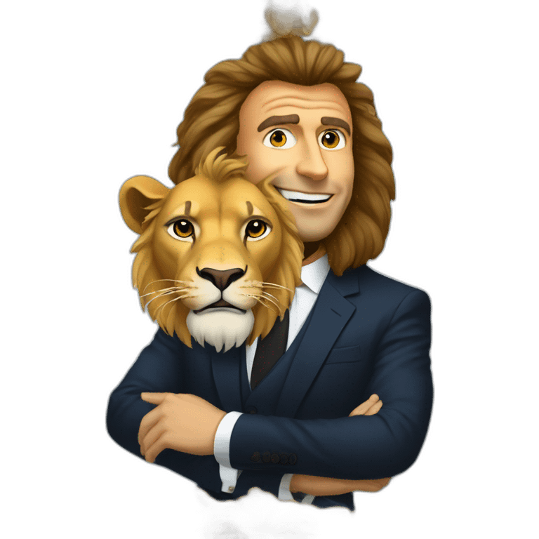 emmanuel macron on a lion emoji